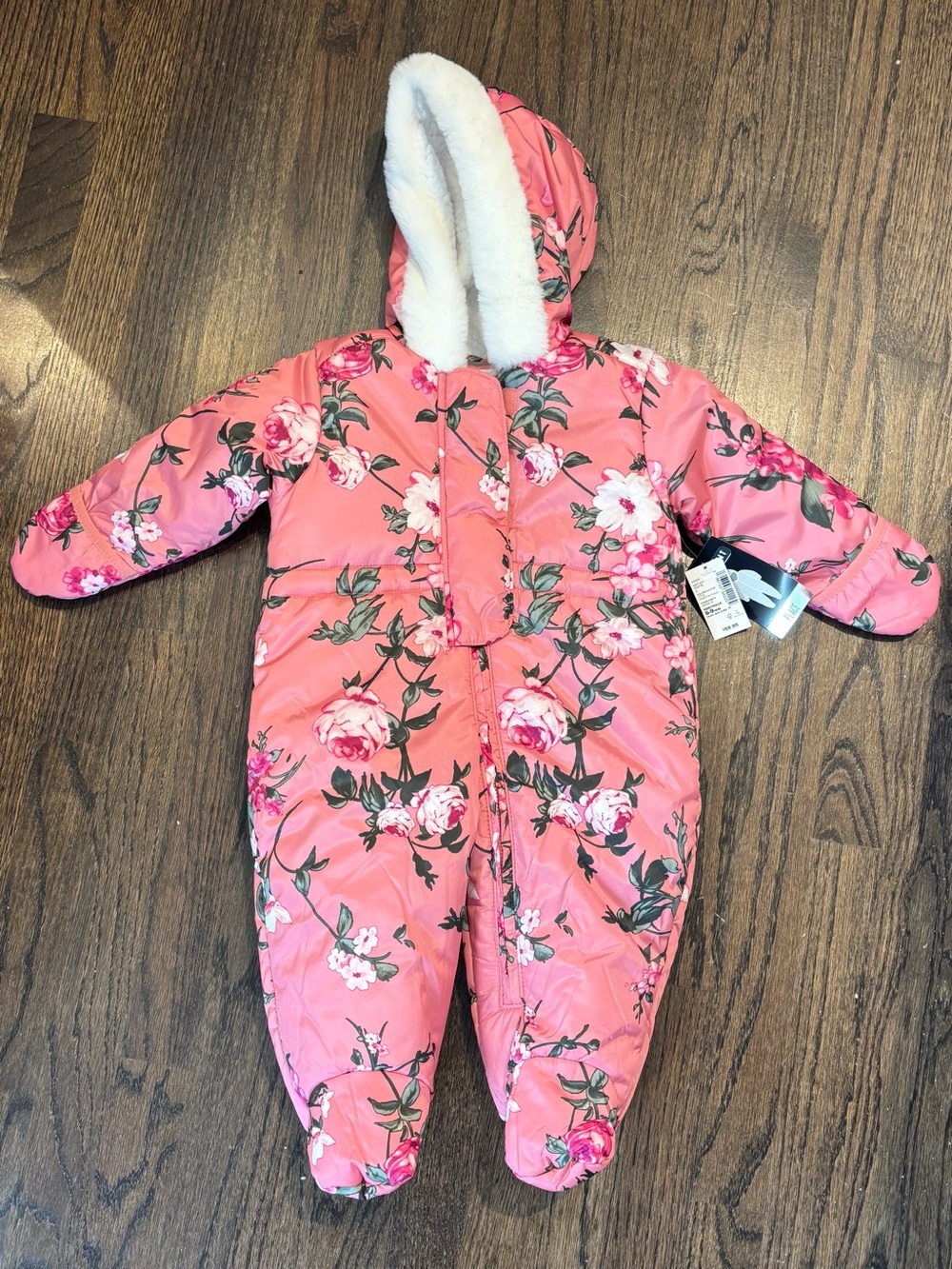 The Children's Place Coral Floral Hooded One-Piece Snowsuit